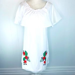 GB Girls White Dress with Colorful Embroidery Sz XLG
